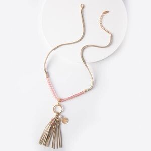 NEW Pink and Gold Tassel Necklace